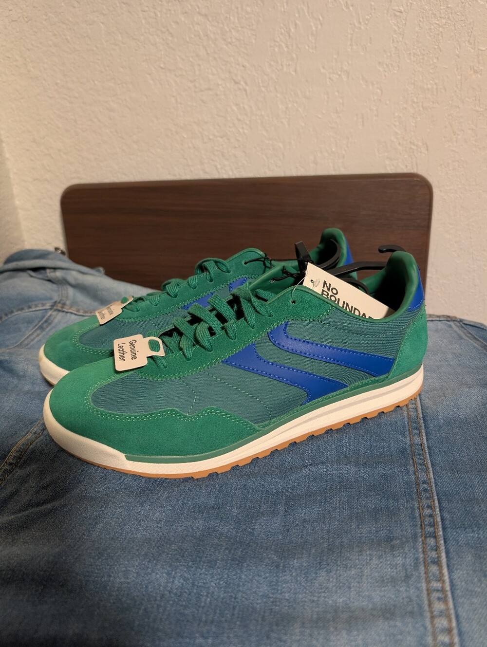 No Boundaries Green and Blue Retro Slim Sneakers